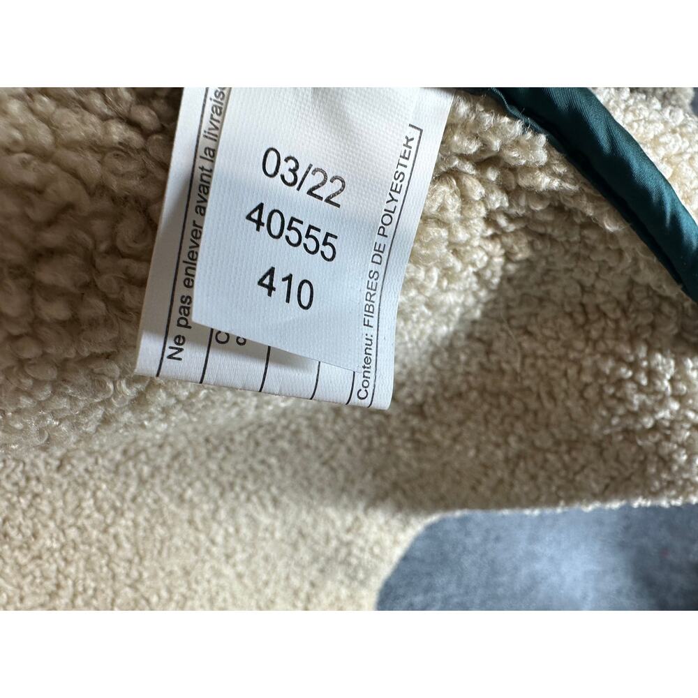 Sam Edelman Puffer Coat Womens L Teal Houndstooth Sherpa Hood Long Winter - Picture 12 of 13